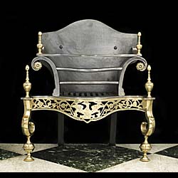 A Brass & Iron Rococo Style Fire Basket