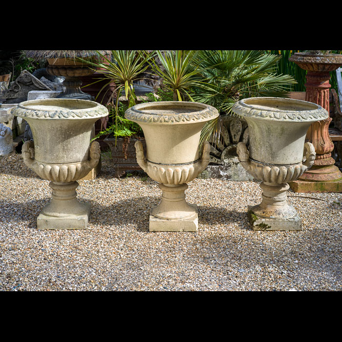 A set of Three Garnkirk Fireclay Garden Urns 