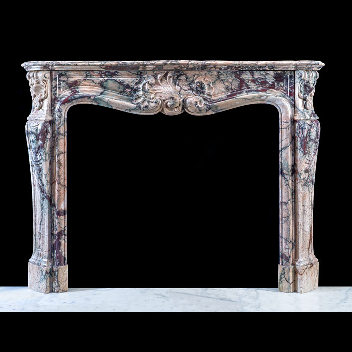 Boldly Veined Grand Rococo Fireplace 