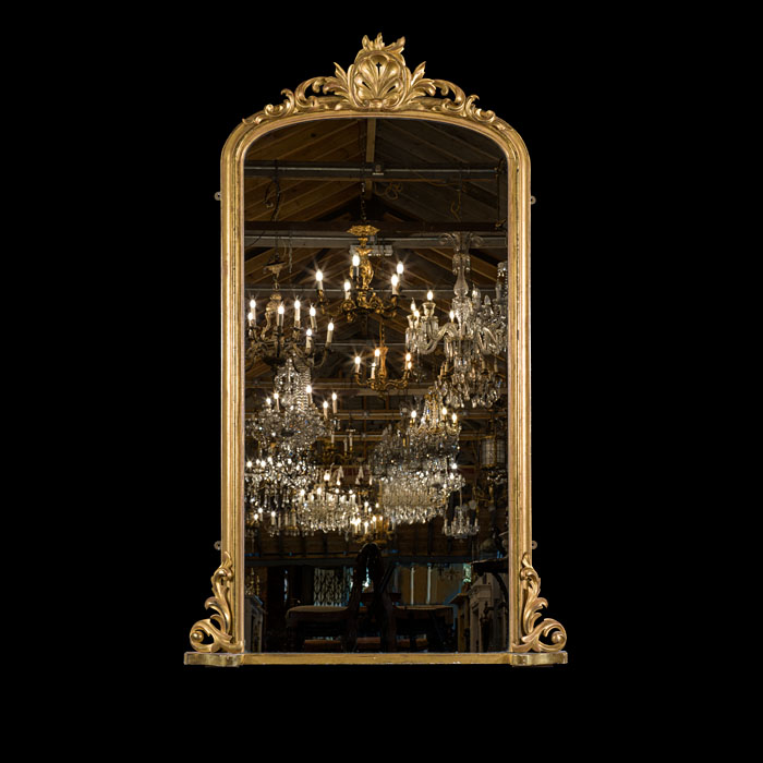 Victorian Rococo Giltwood Arched Overmantel Mirror 