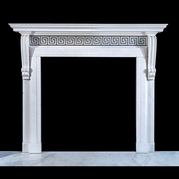 Pair of Georgian Style Greek Key Fireplaces 